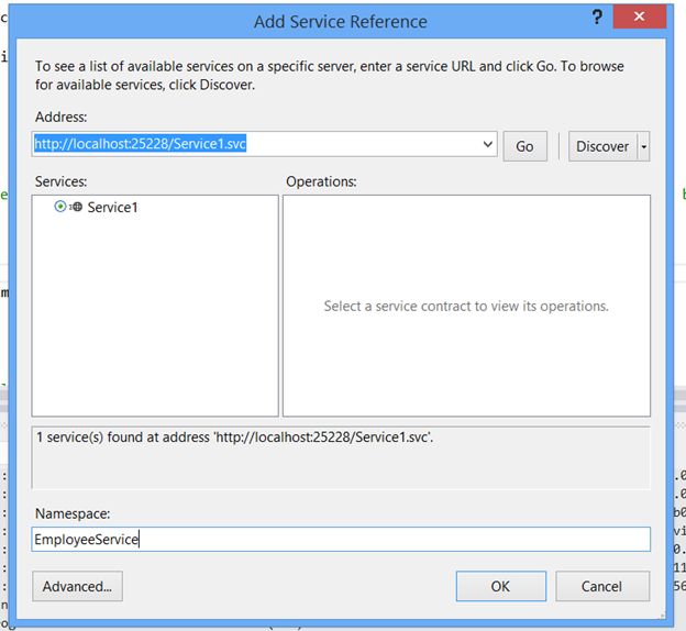 address of the WCF Service